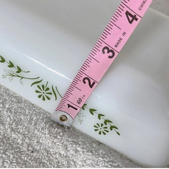 Vintage Milk Glass Green Daisy Flower Loaf  Pan - Picture 11 of 11